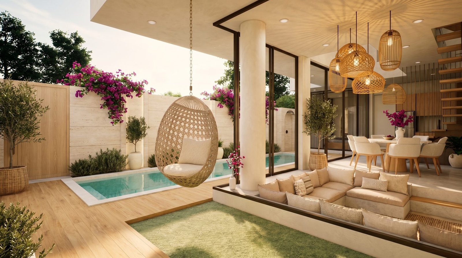 Garden courtyard with outdoor lounge setting